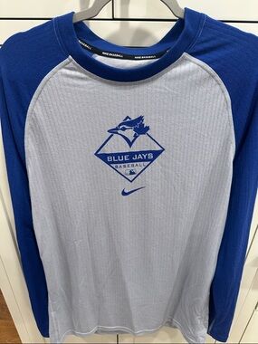 Nike Blue & Light Gray Blue Jays Raglan Baseball Tee